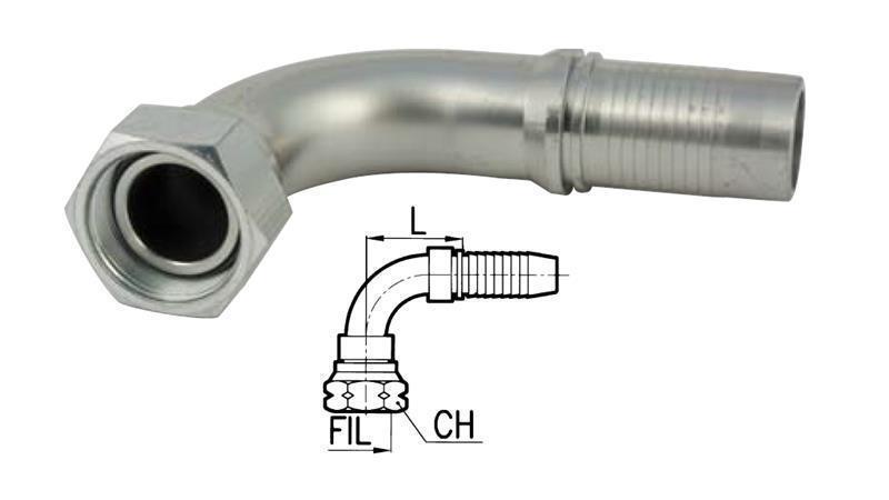 ХИДРАВЛИЧНА ВРЪЗКА DKOS 20 С ЖЕНСКИ ЛАКЪТ 90* DN19-M30x2