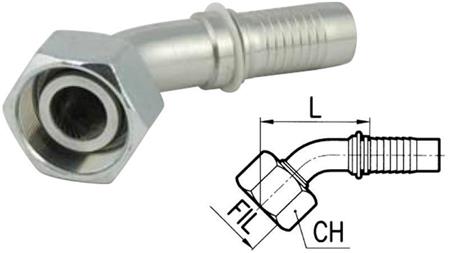 ХИДРАВЛИЧНА СВЪРЗВАЩА СИСТЕМА DKOS 20 С ЖЕНСКИ ЛАКЪТ 45* DN16-M30x2