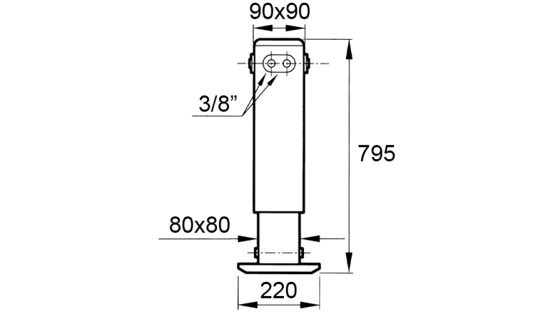 ДВУДЕЙСТВАЩ ХИДРАВЛИЧЕН ПОДПОРЕН КРАК (90x90x795 mm) - ХОД 500 mm - 2.650 kg