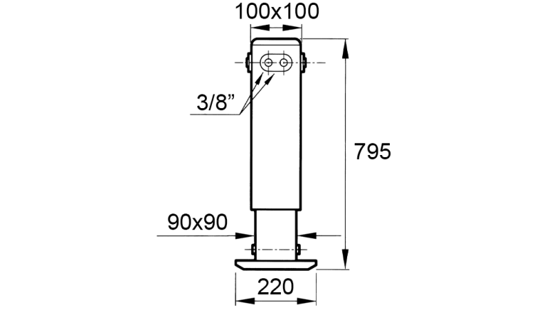ДВУДЕЙСТВАЩ ХИДРАВЛИЧЕН ПОДПОРЕН КРАК (100x100x795 mm) - ХОД 500 mm - 3.800 kg