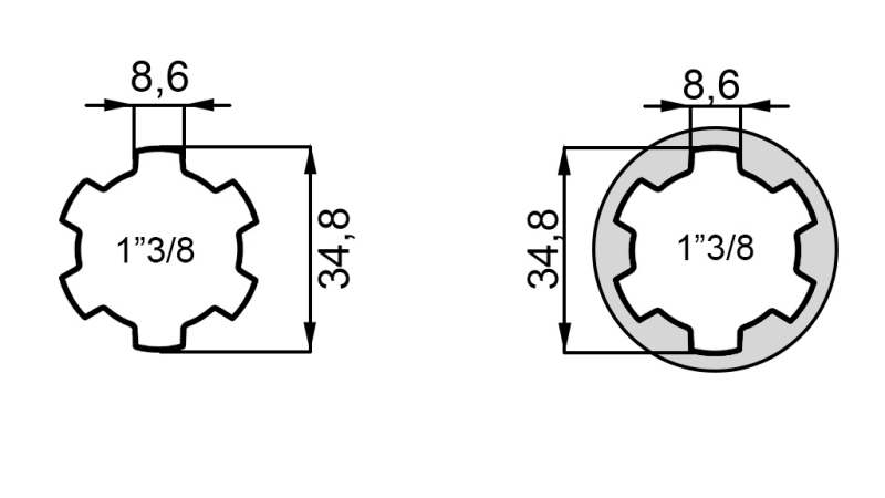 ADAPTADOR P.T.O. CON PASADOR de 1”3/8 a 1”3/8