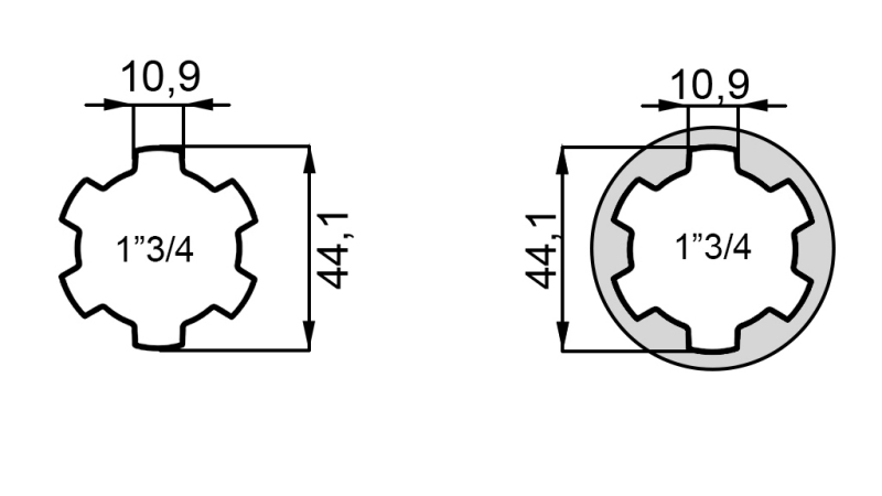 ADAPTADOR P.T.O. CON CLAVO de 1”3/4 a 1”3/4