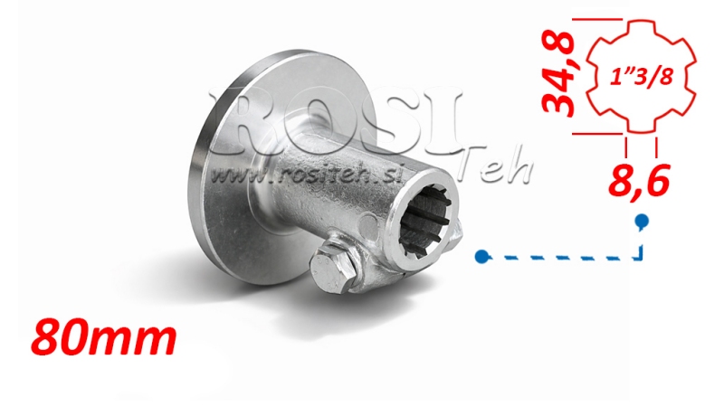 KARDANSKI NASTAVEK S PRIROBNICO IN ZATIČEM 1-3/8 (80 mm)