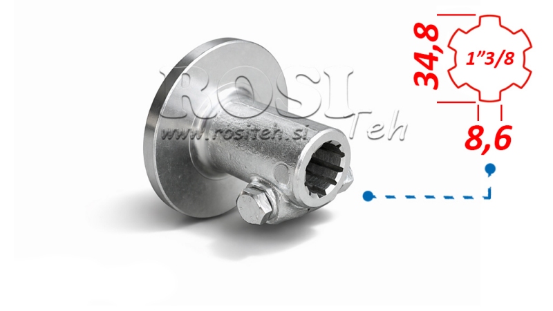 ADAPTADOR P.T.O. 1”3/8 - FLANGE 120mm CON PASADOR