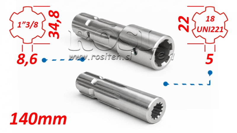 ADAPTADOR P.T.O. 13/8 18x22x5 - 6 DIENTES