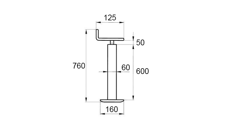 РЕЗБОВ КРАК ЗА ПОДПОРА (ВИСОЧИНА 760 mm - ХОД 430 mm) - 800 kg