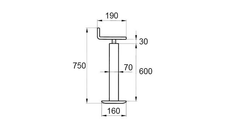 РЕЗБОВ КРАК ЗА ПОДПОРА (ВИСОЧИНА 750 mm - ХОД 430 mm) - 1.000 kg