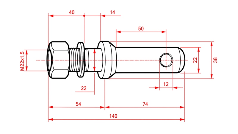 ПИН ЗА МОНТИРАНЕ FI22MM С РЕЗБА M22X1.5