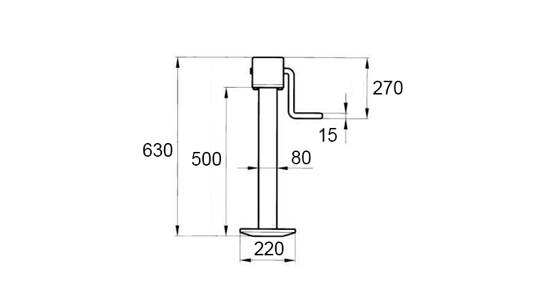 РЕЗБОВ КРАК ЗА ПОДПОРА (ВИСОЧИНА 630 mm - ХОД 350 mm) - 1.800 kg