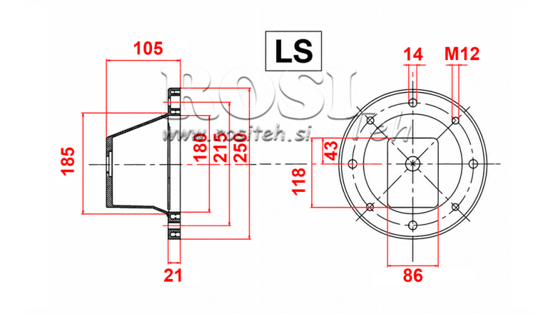 ХИДРАВЛИЧЕН ФЛАНЕЦ - БЕЛЛ LS252 (EM2,2-4 KW/GR2)
