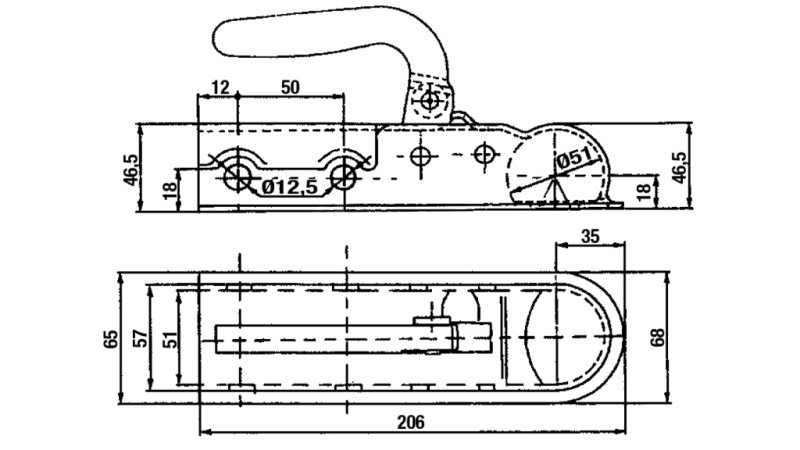 HACZYK HOLOWNICZY DO PRZYCZEPY SAMOCHODOWEJ OKRĄGŁY FI50
