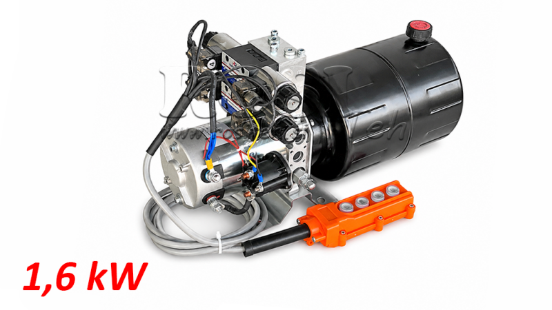 MINI HYDRAULISK POWER-PACK 12V DC - 1.6kW = 2.1cc - 8 lit - 2x bidirektionel enhed (metal)
