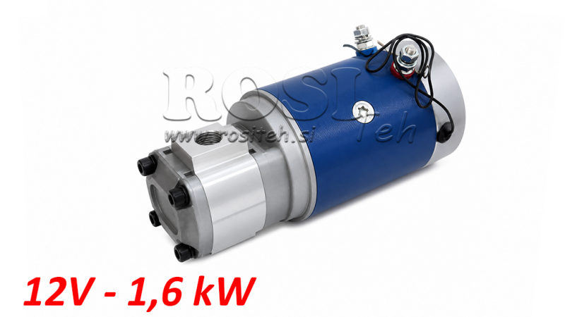 ХИДРАВЛИЧНА ПОМПА АСЕМБЛИ ГР.1 + ЕЛЕКТРИЧЕСКИ МОТОР 12V 1.6KW = 2.5CC - 6.6LИТ