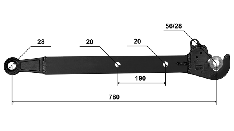 CIĘGŁO DOLNE Z HAKIEM CBM 70x20 mm - 780mm DO 75KM
