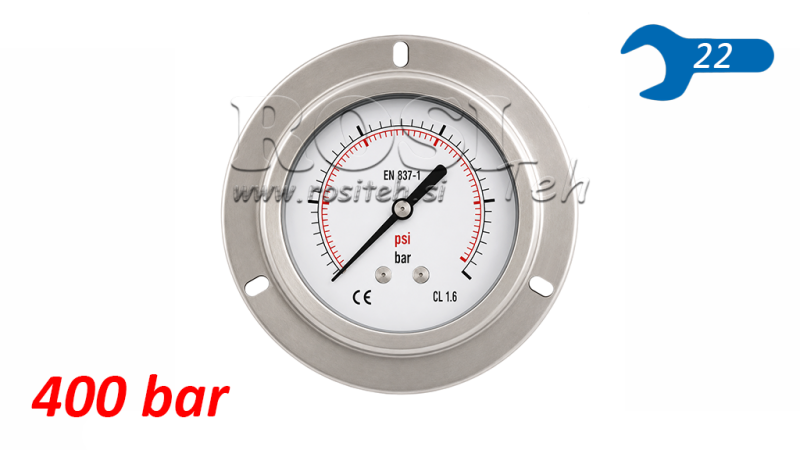 МАНОМЕТЪР DN100 ЗАДЕН 0 - 400 BAR - 1/2