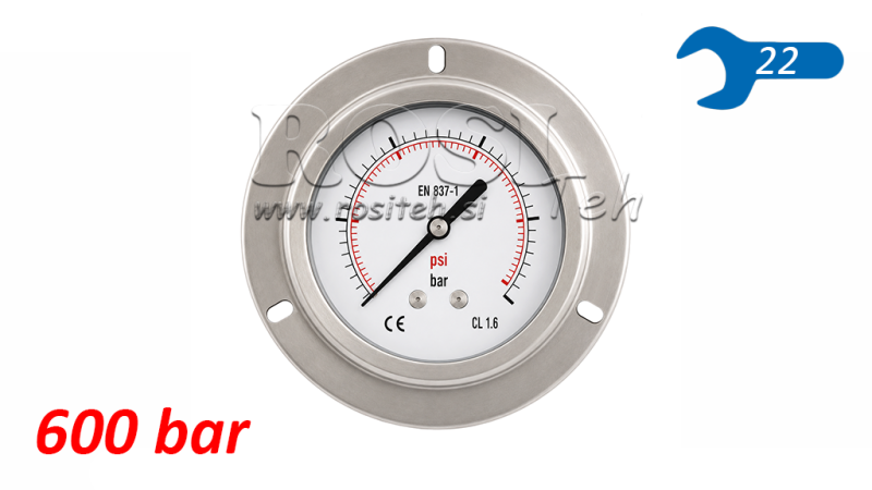 МАНОМЕТЪР DN100 ЗАДЕН 0 - 600 БАР - 1/2