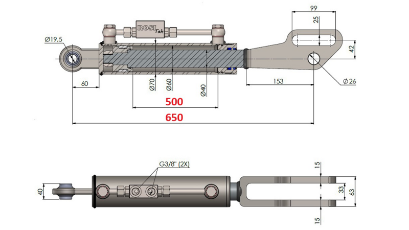 2ТОН. ХИДРАВЛИЧНА СТРАНИЧНА ВРЪЗКА ТОЧКА 60/40-150 (500MM-650MM)