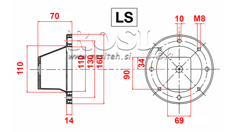 ХИДРАВЛИЧЕН ФЛАНЕЦ - БЕЛЛ LS161 (EM0,25-0,37KW/GR1)