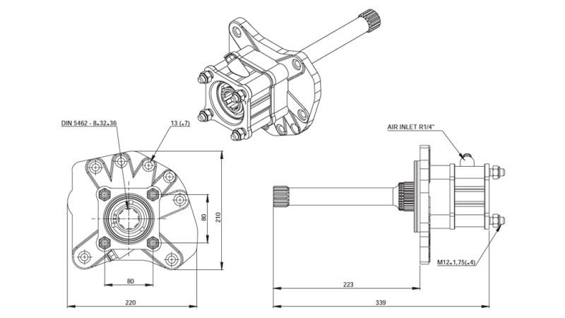 Wymiary POMPY HYDRAULICZNEJ - MERCEDES AXOR 1
