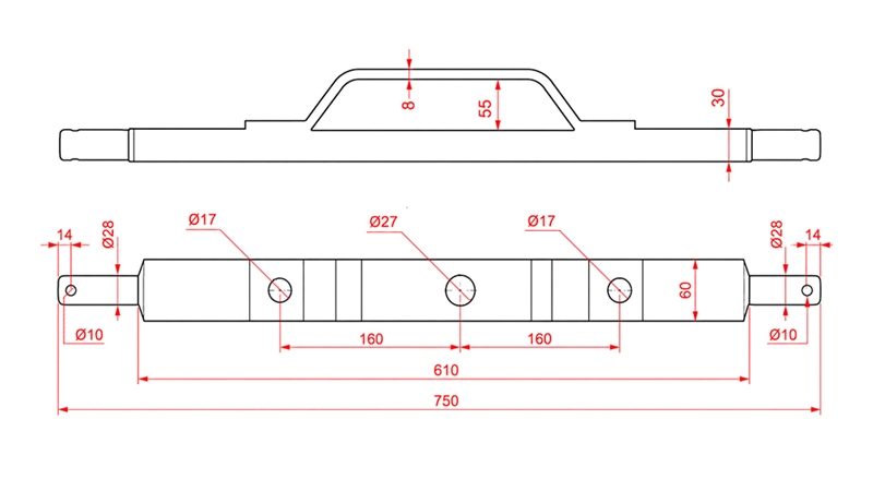 ГОРЕН ТЕГЛИЧ ЗА ТРАКТОР КАТЕГОРИЯ 2 С МОНТАЖ (L-750MM)