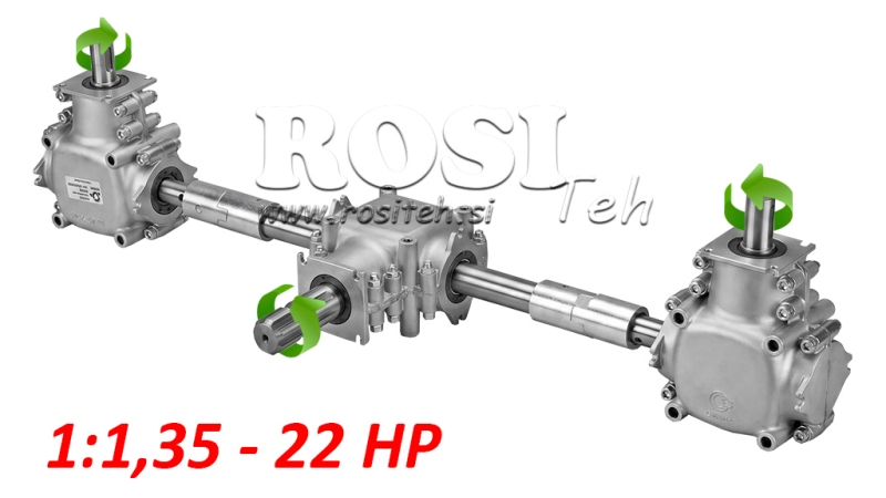 КОМПЛЕКТ РЕДУКТОРИ 1:1,35 (22HP-16kW) ЗА ТОРОРАЗПРЪСКВАЧ L:770 - ALU