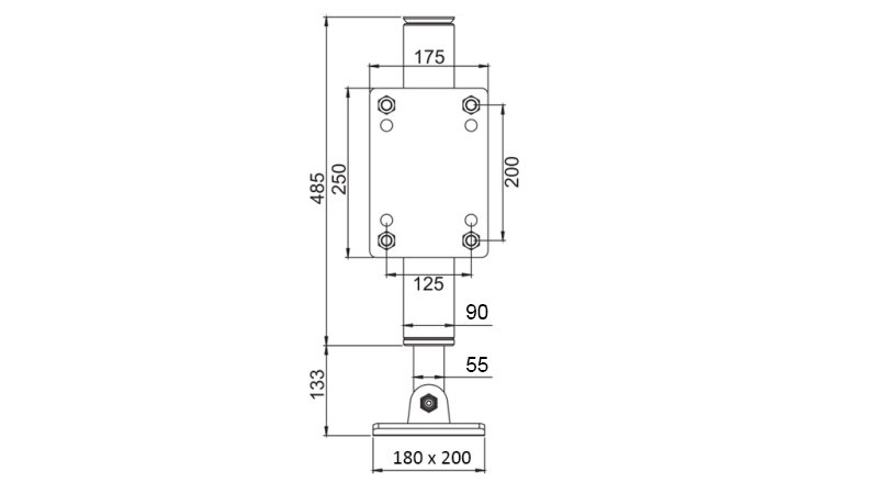 PATA DE APOYO HIDRÁULICA DE DOBLE EFECTO (Φ90x620 mm) - CARRERA 365 mm - 5.000 kg