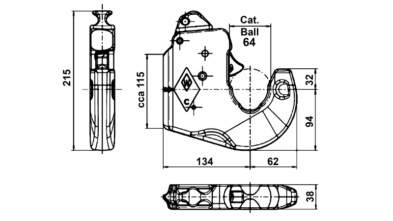 HÁK SPODNÉHO RAMENA PRE TRAKTOR KAT.3 WALTERSCHEID