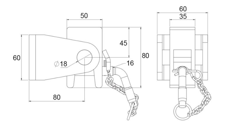 ДЪРЖАЧ НА САМОСВАЛНО КОШЕ 50x60 - ТИП ВИЛКА - ECO