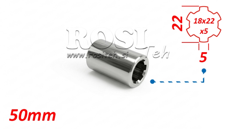 KARDANSKI NASTAVEK PUŠA 18x22x5 (6 zob) (50 mm)