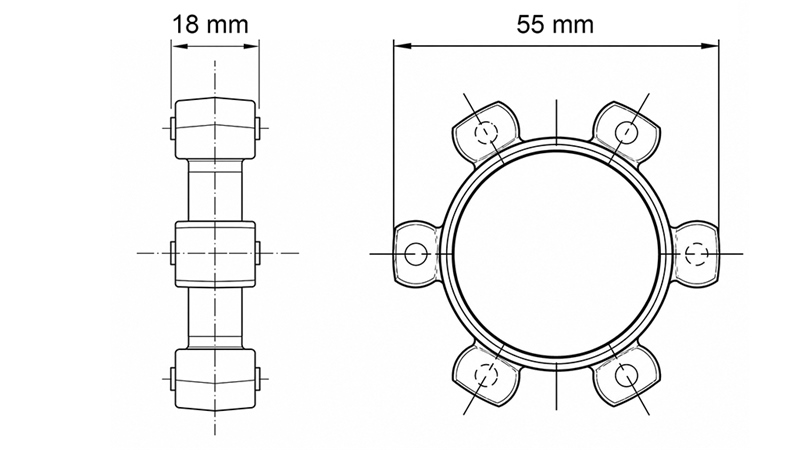 ЗВЕЗДООБРАЗЕН СЪЕДИНИТЕЛ ЗА ГУМЕН ВЛОЖКА ND11-ND13-ND15 (55mm)