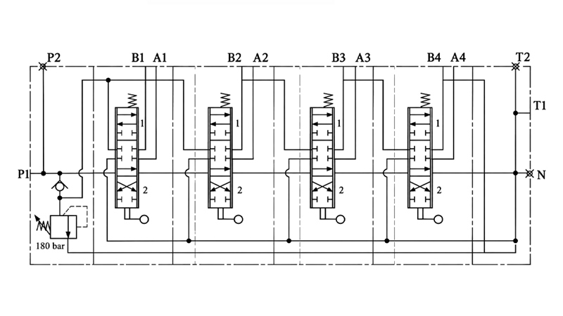 HIDRAVLIČNI ROČNI VENTIL – RAZVODNIK 4-SEKCIJSKI 4xR40 ECO