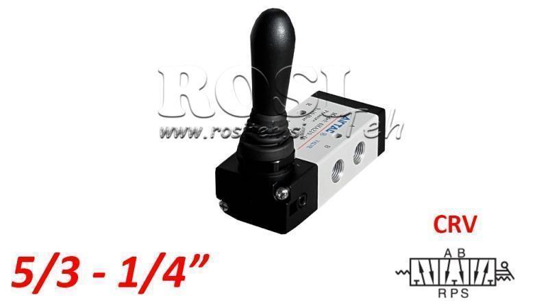 VANĂ MANUALĂ PNEUMATICĂ 5/3 1/4 PRT-0853-CRV RETUR CU SPRING