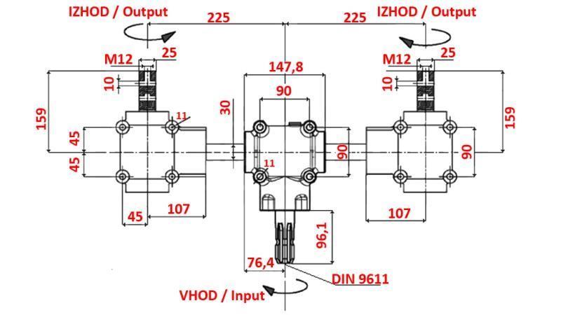 ΣΕΤ ΜΕΙΩΤΩΝ 1:1.3 (27HP-20kW) ΓΙΑ ΔΙΑΣΠΟΡΑ L:450 ΣΙΔΗΡΟΣ