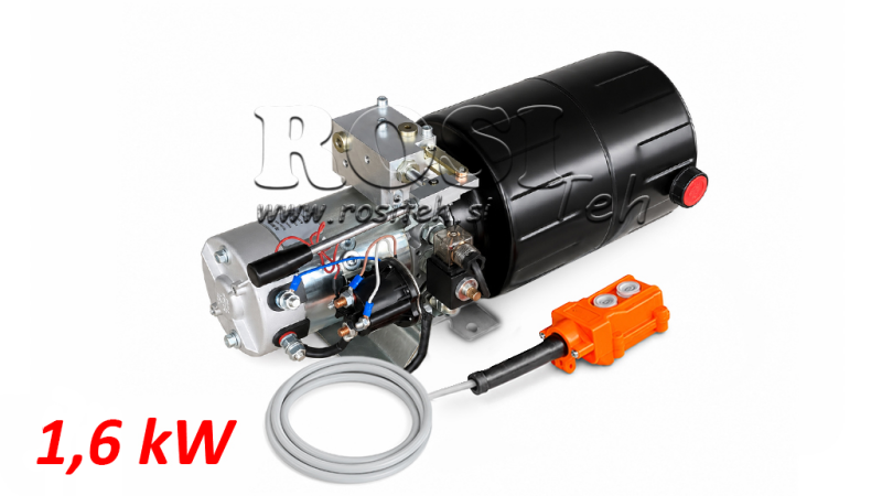 MINI HYDRAULISK POWER-PACK 12V DC - 1.6kW = 2.1cc - 8 liter - enfase enhed MED MANUEL PUMPE