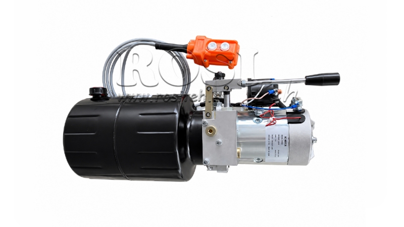 MINI HYDRAULISCH KRACHTPAKKET 12V DC - 1.6kW = 2.1cc - 8 liters - eenfasige eenheid MET HANDPOMP