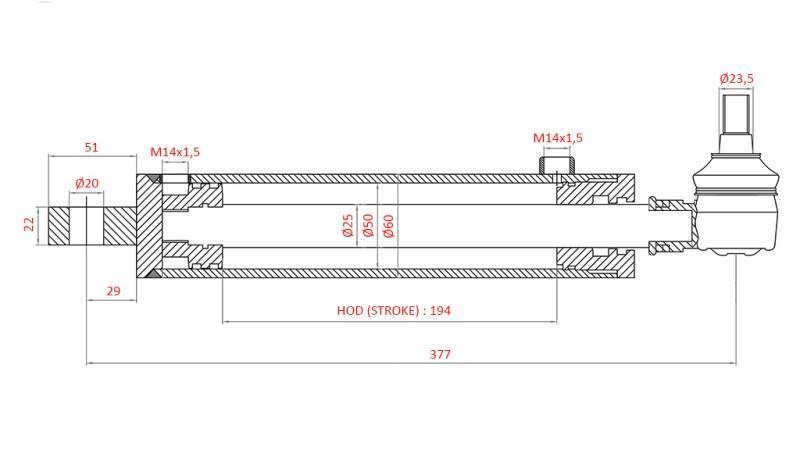 CILINDRO DE DIRECCIÓN HIDRÁULICO SAME OEM-169.6352.4/10