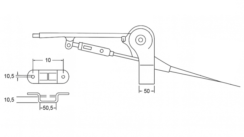 ŤAHANÁ PÁKA RUČNEJ BRZDY PRÍVESU SADA S OCELOVOU DRŽOU 2,3met