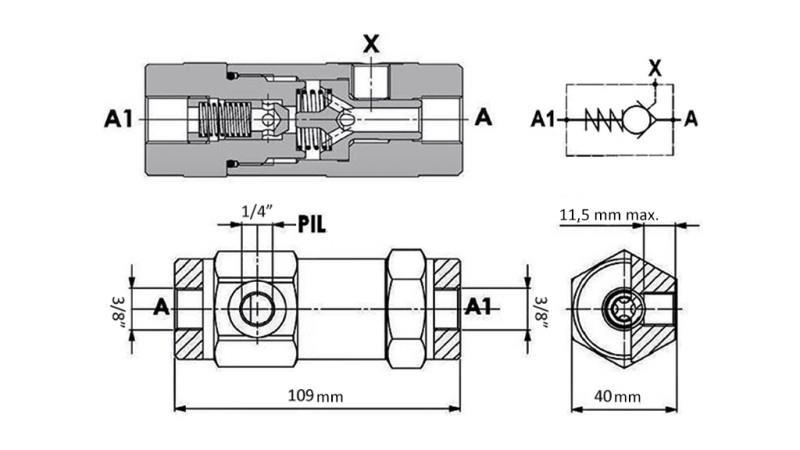 VENTTIILIPAKETTI VBPDE 3/8 SD YKSI TOIMINTA PILOTILLA