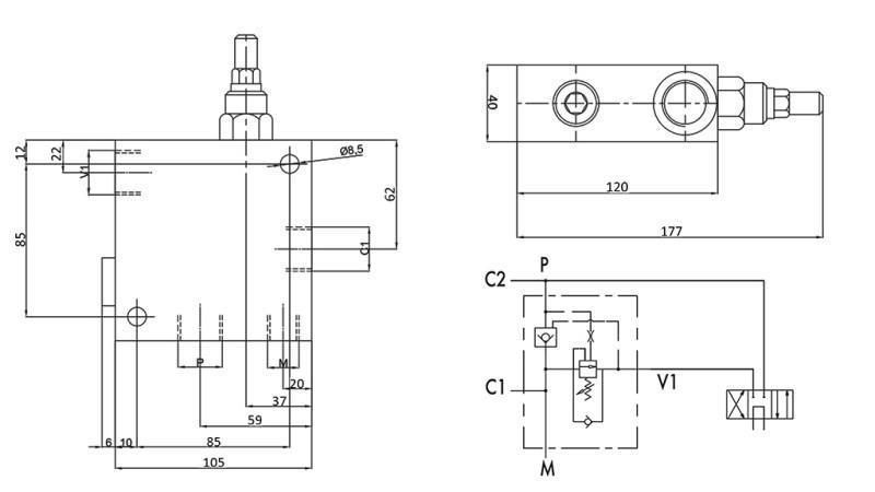 KAHEKORDNE KIIRUSE VENTIIL KUBIK HI-LO VRSP V1230 95lit - 350bar