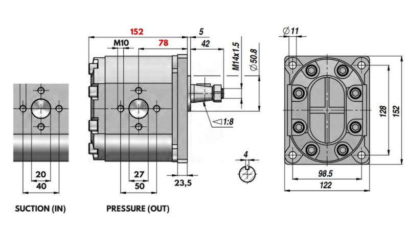 HYDRAULICKÉ ČERPADLO GR.3 55 CC ĽAVÁ - PRÍRUBA