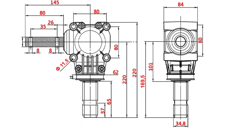 ΓΩΝΙΑΚΟ ΚΙΒΩΤΙΟ ΤΑΧΥΤΗΤΑΣ L-150J 1:1 (12HP-9KW)