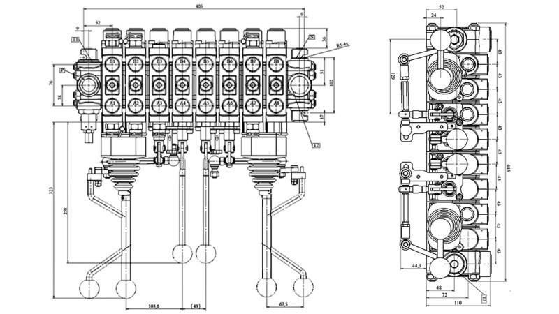 HYDRAULICZNY ZAWÓR HIAB 8xPC70 2X EURO JOYSTICK 3 POS