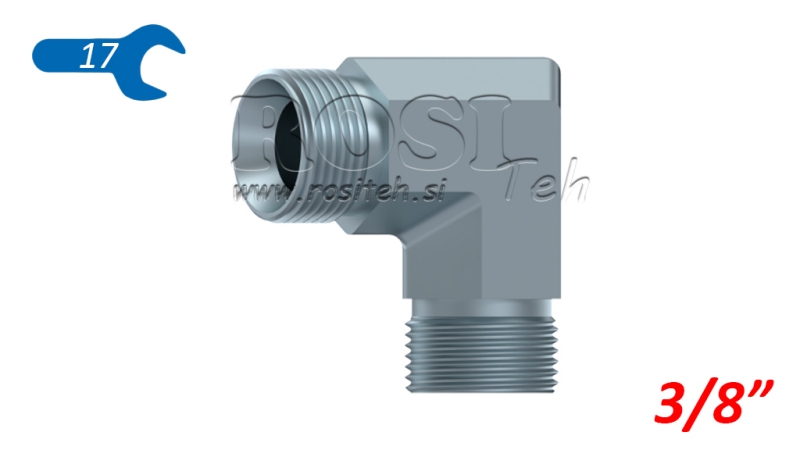 ΥΔΡΑΥΛΙΚΟΣ ΓΩΝΙΑΚΟΣ 90° BSP ΣΥΝΤΟΜΟΣ ΑΝΔΡΑΣ-ΑΝΔΡΑΣ 3/8