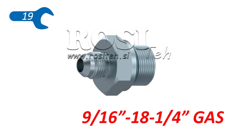 REDUKTOR HYDRAULICZNY 9/16 JIC74°-1/4 GAZ