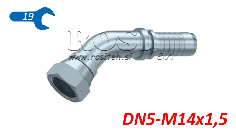 ХИДРАВЛИЧНА ВРЪЗКА BSP ЖЕНСКИ ЛАКЪТ 45° DN5-M14X1,5