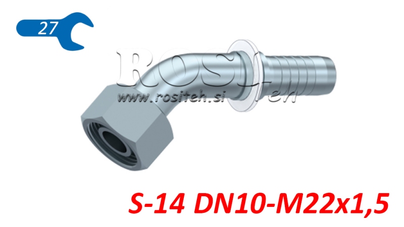 HYDRAULICKÁ PRÍPOJKA DKOS 14 S SAMICA KOLENO 45° DN10–M22×1,5