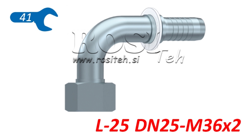 HYDRAULICKÁ PRÍPOJKA DKOL 25 L SAMICA KOLENO 90° DN25–M36×2