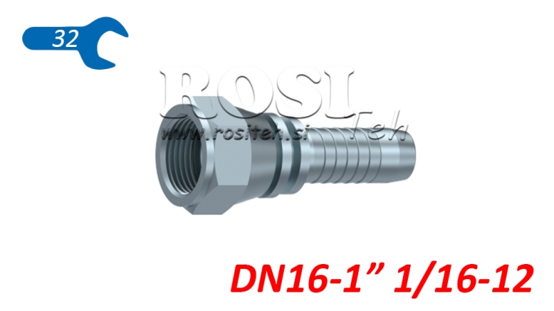 HYDRAULISK ANSLUTNING DKJ JIC74° HON DN16-1” 1/16-12