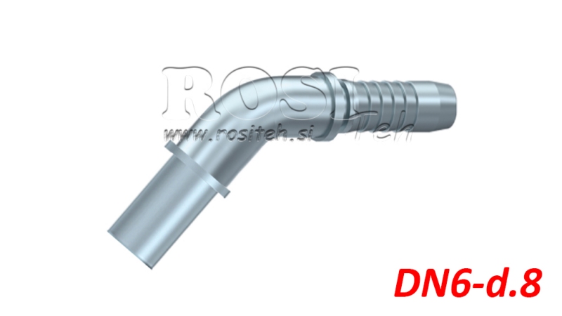CONECTOR HIDRÁULICO MANGUERA CODO DE TRANSICIÓN 45° DN6-d.8