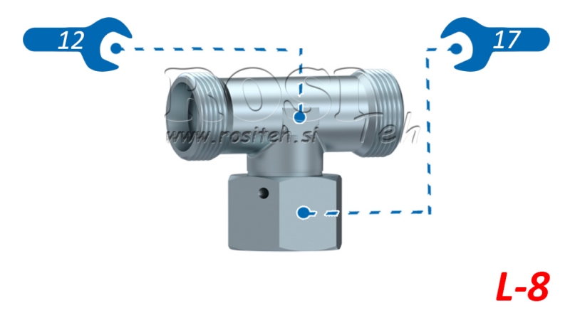 ХИДРАВЛИЧЕН ТРОЙНИК L-8 С ЦЕНТРАЛНА ВЪРТЯЩА ГАЙКА M14X1,5